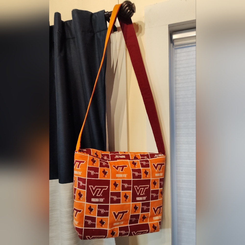 NCAA Virginia tech hokies shoulder bag purse - orange and maroon - Picture 6 of 7
